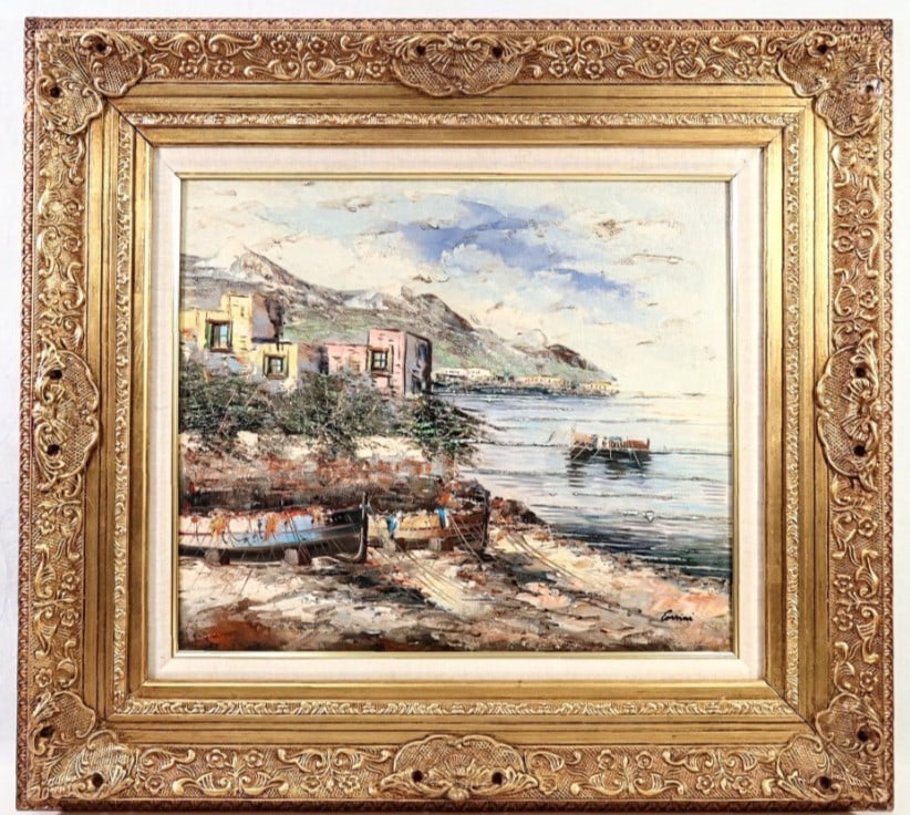 Alberto Corsini Napoli Harbor Signed Original Oil Painting Italian Seascape (1 of 10)