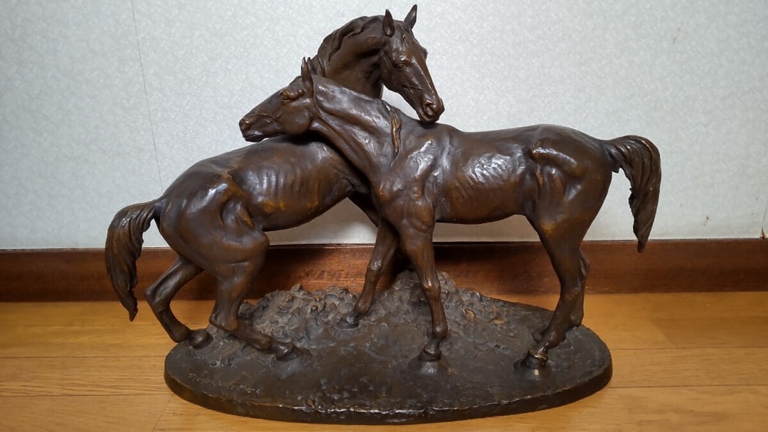 Pierre-Jules Mne "Deux Chevaux" Original Bronze Horse Sculpture 42cm Signed (1 of 10)