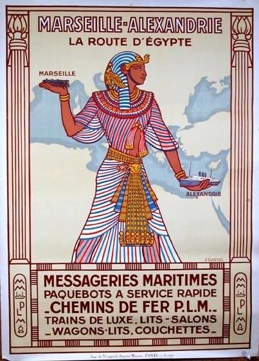 Messageries Maritimes Marseille-Alexandrie Daviel 1924 Affiche Originale Ancien: Messageries Maritimes Marseille-Alexandrie Daviel 1924 Affiche Originale Ancien Original 1924 Art Deco travel poster by Richard Daviel for Marseille-Alexandrie, measuring 41 x 30 inches and accompanie