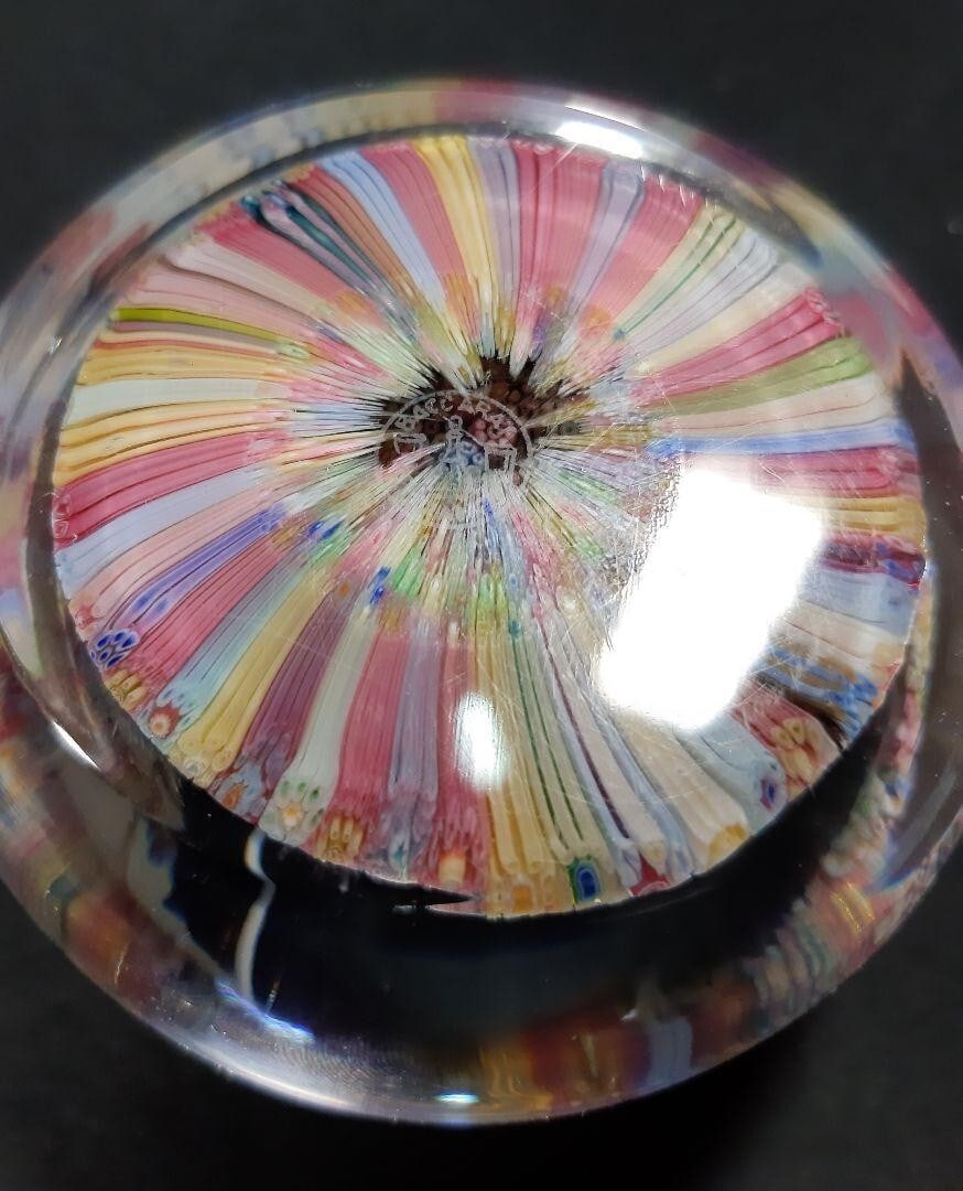 1969 BACCARAT 'Carpet of 12 constellations and flowers' crystal paperweight used - 4