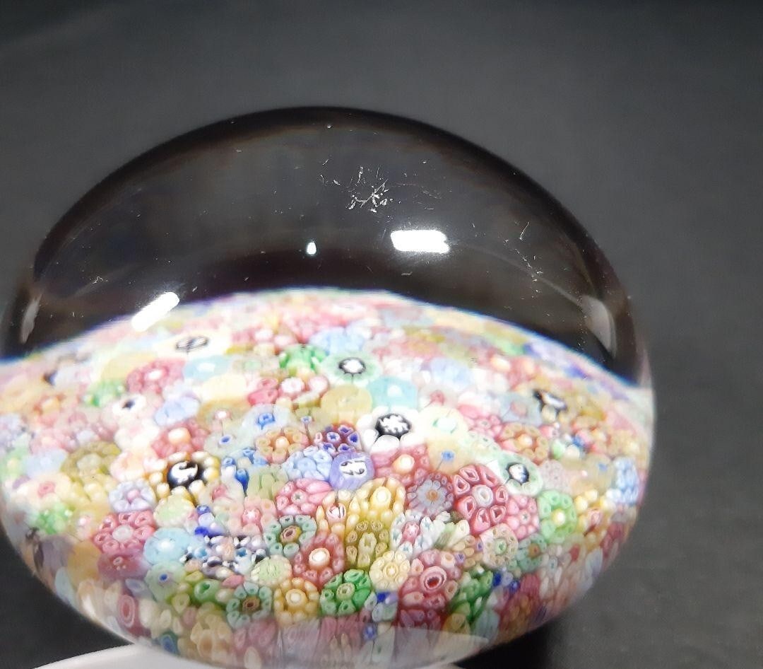 1969 BACCARAT 'Carpet of 12 constellations and flowers' crystal paperweight used - 5
