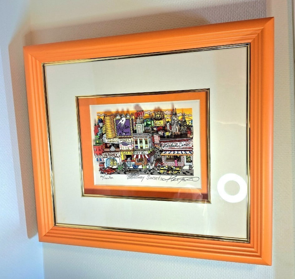 Charles Fazzino Broadway Sunset Original 3D Pop Art Framed Edition Autographed: Charles Fazzino Broadway Sunset Original 3D Pop Art Framed Edition Autographed Charles Fazzino's Original 3D Pop Art print titled 'Broadway Sunset', framed and signed, created in contemporary style,