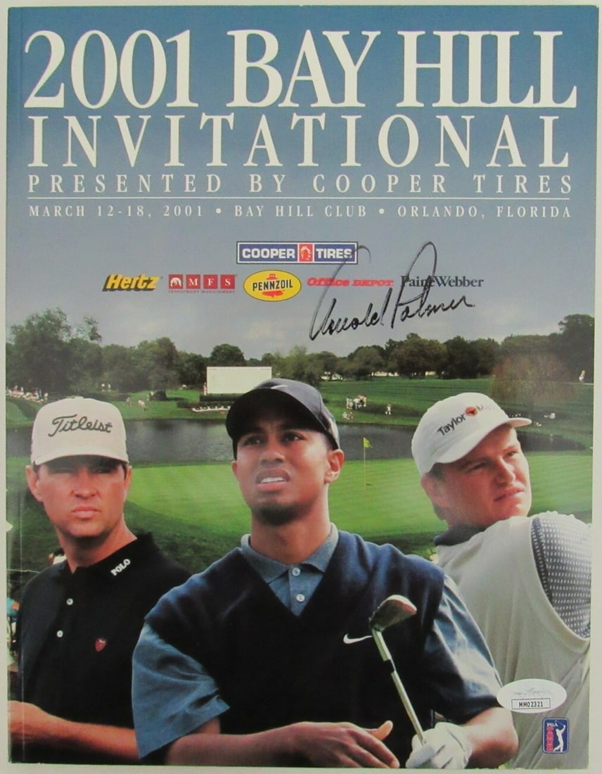 Arnold Palmer Signed/Autographed 2001 Bay Hill Invitational Program JSA 159753: Arnold Palmer Signed/Autographed 2001 Bay Hill Invitational Program JSA 159753 Arnold Palmer signed 2001 Bay Hill Invitational program, authenticated by JSA (Cert #159753). Item Specifics: Sport: