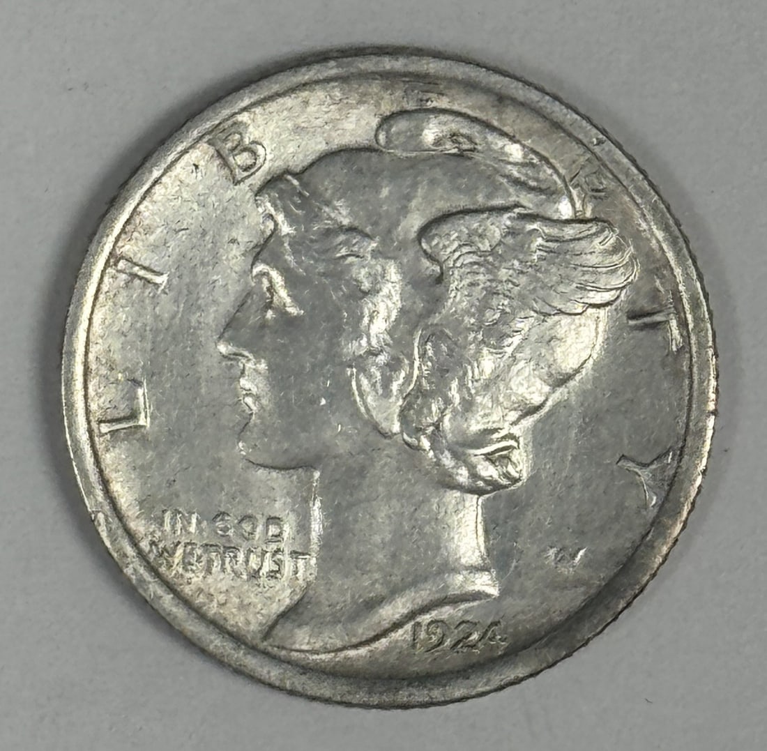 1924 MERCURY DIME CHOICE AU/BU NEAR FULL BANDS (1 of 3)