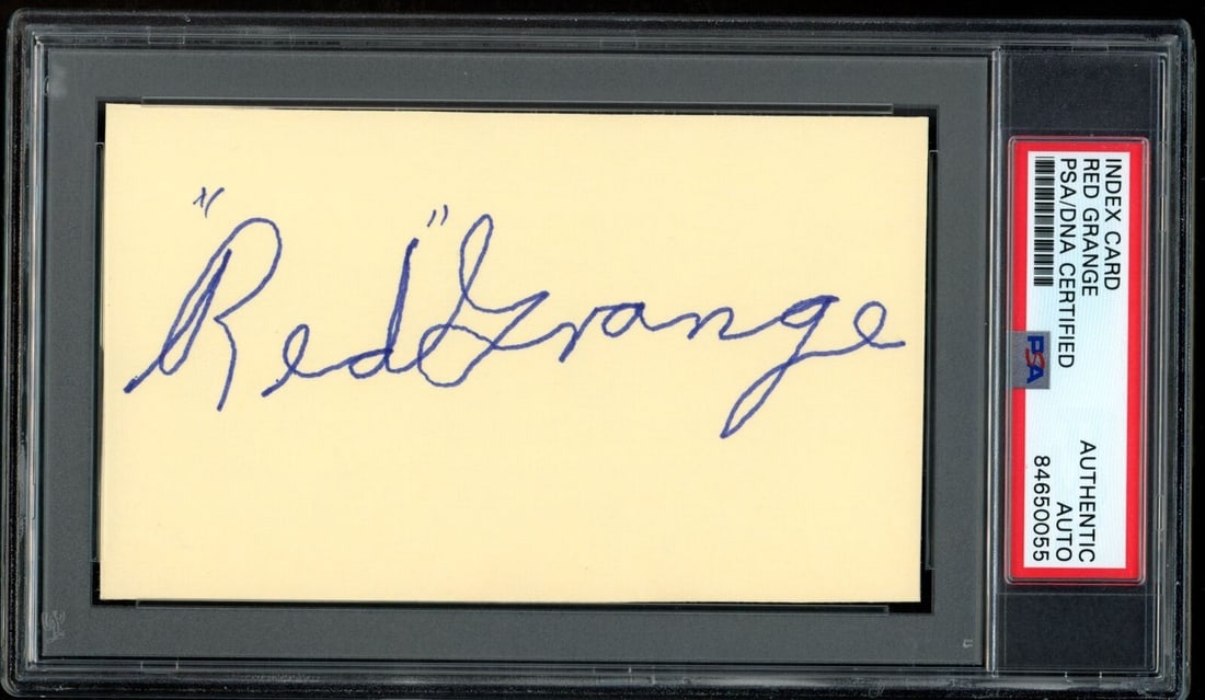Red Grange HOF Autographed 3x5 Index Card Chicago Bears PSA/DNA (1 of 1)