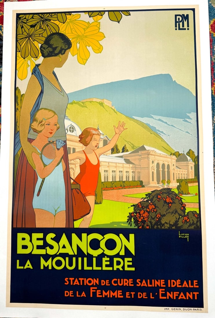 Besancon France Tennis Travel Poster Lucien Pillot Vintage French 1930 (1 of 4)