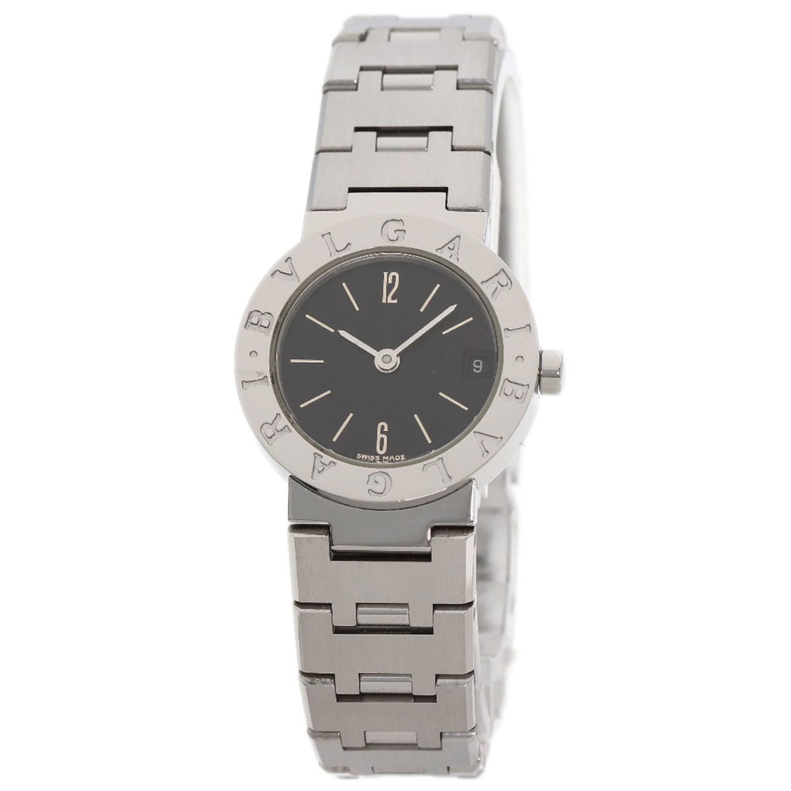 BVLGARI BB23SSD: BVLGARI BB23SSD Bvlgari BB23SSD wristwatch for women, made of stainless steel with a black dial, in very good used condition with minor traces of usage. Item Specifics: Brand: Bvlgari Type: Wristwatch