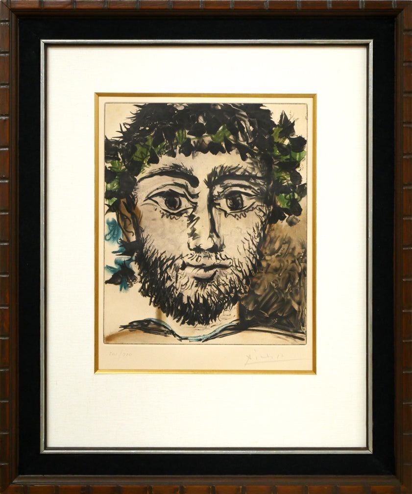 Pablo PICASSO "Tete de Faune" Copperplate Print Edition Framed with Autograph (1 of 10)