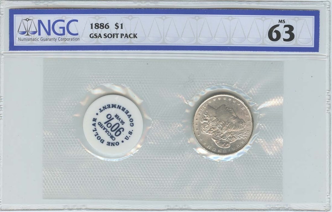 1886 Morgan Dollar GSA SOFT PACK S$1 NGC MS63 (1 of 1)