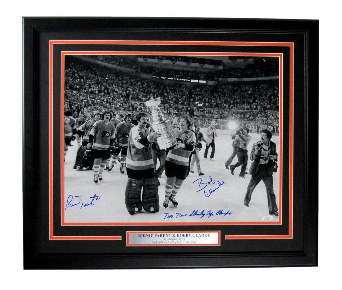 Bernie Parent/Bob Clarke Autographed 16x20 Photo Philadelphia Flyers Framed JSA (1 of 5)