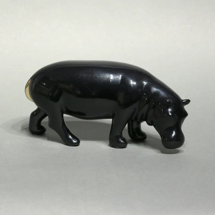 Loet Vanderveen Limited Edition ED1000 Bronze Hippopotamus Gold Sign Sculpture (1 of 6)