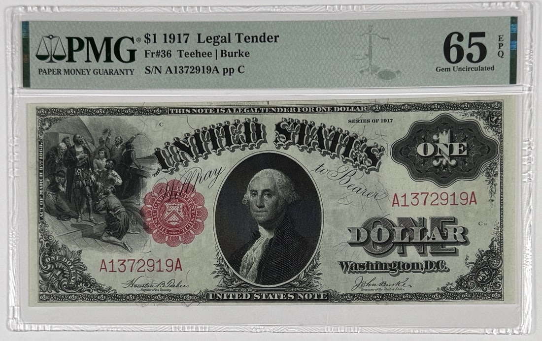 1917 $1 LEGAL TENDER FR#36 PMG GEM UNC 65 EPQ (1 of 2)