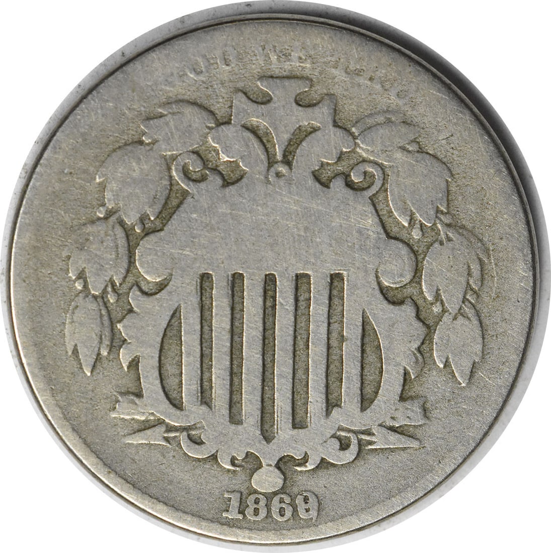 1869 Shield Nickel RPD FS-1302 G Uncertified: 1869 Shield Nickel RPD FS-1302 G Uncertified 1869 Shield Nickel RPD FS-1302 in Good condition, uncirculated, from Philadelphia, with a mintage of 16,395,000. Item Specifics: Country Of Origin: