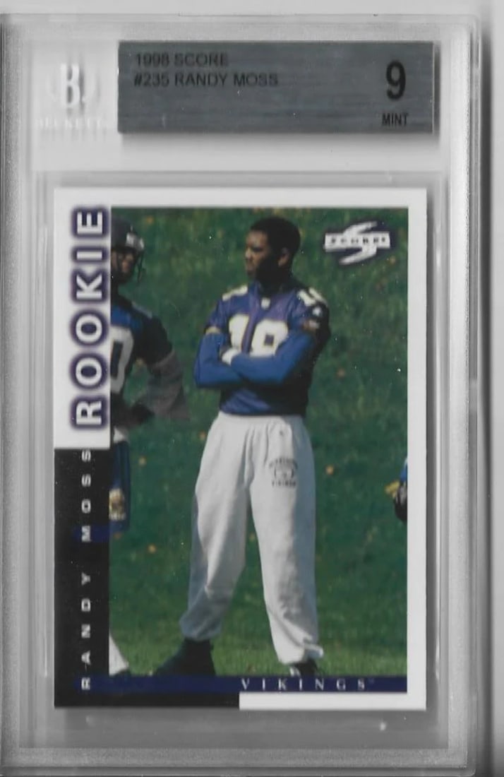 Randy Moss 1998 Score #235 Rookie (Beckett Grade 9 MINT) Card: Randy Moss 1998 Score #235 Rookie (Beckett Grade 9 MINT) Card 1998 Score #235 Randy Moss rookie card graded 9 MINT by Beckett. Item Specifics: Randy Moss 1998 Score #235 Rookie (Beckett Grade 9