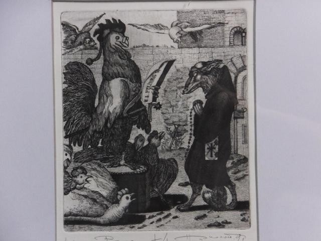 Nikolai Yanakiev Bulgaria "Exlibris for W.Feliers" Etching 1991 EA Signed Framed (1 of 8)