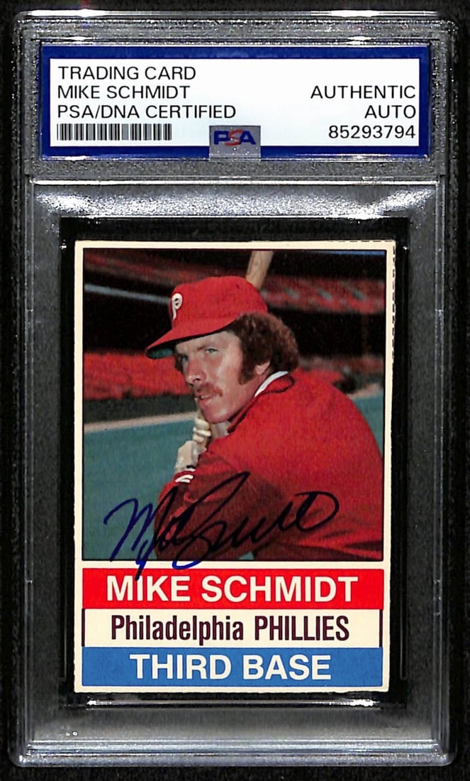 Mike Schmidt HOF Signed/Auto 1975 Hostess Card #84 Phillies PSA/DNA 190632 (1 of 2)