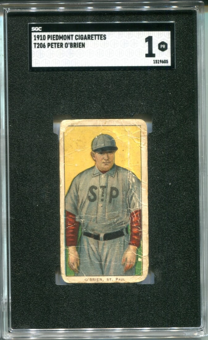 1910 Piedmont Cigarettes T206 Peter O`brien SGC 1 Card (1 of 2)