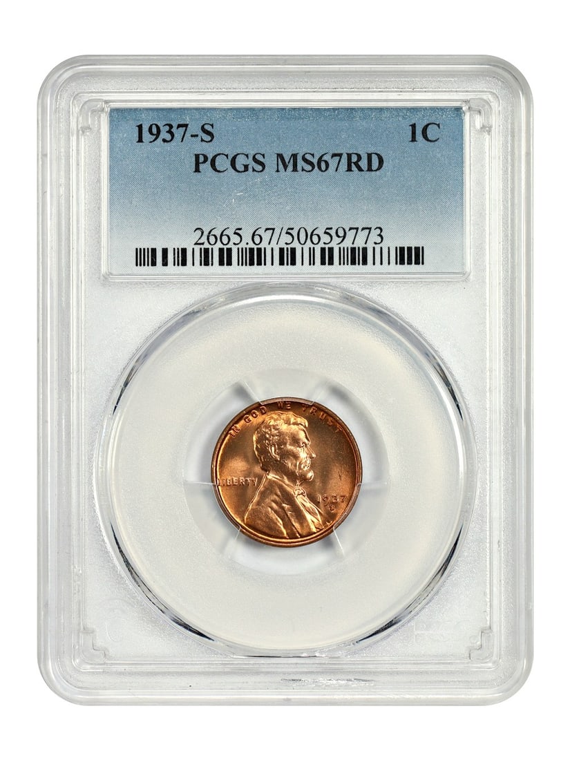 1937-S 1C PCGS MS67RD - Lincoln Cent (Wheat Reverse) (1 of 4)