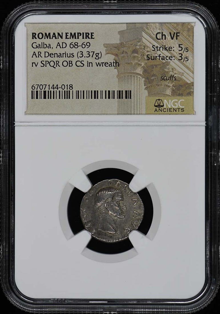 Galba, AD 68-69 ROMAN EMPIRE AR Denarius NGC Ch VF (1 of 3)