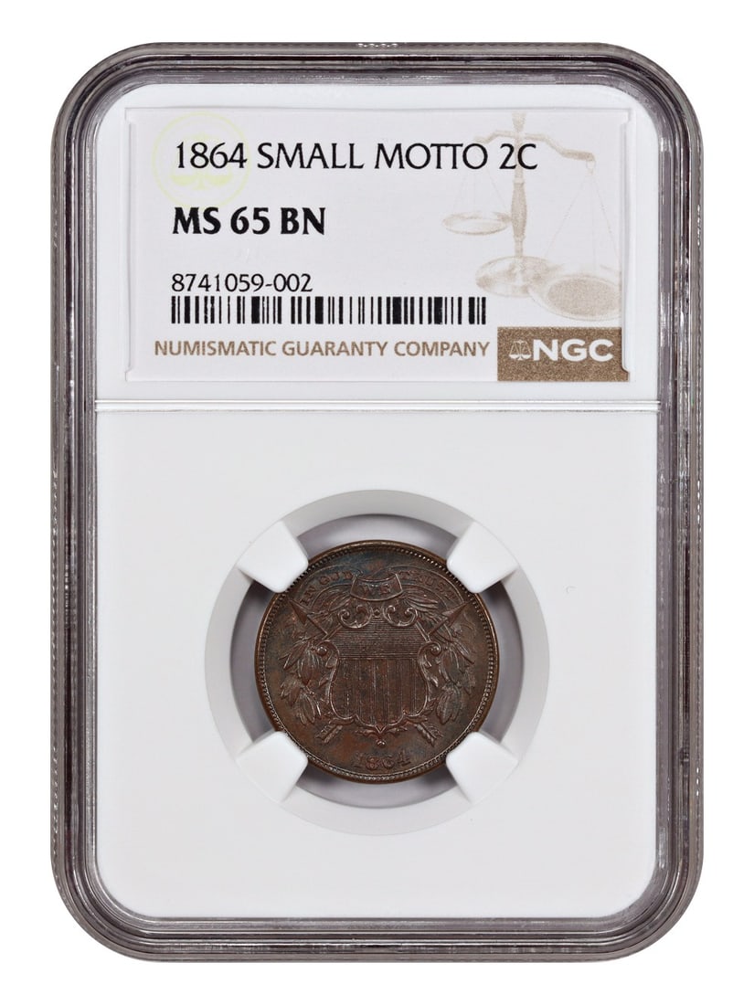1864 2C NGC MS65BN (Small Motto) - Two Cent - Key Date (1 of 4)