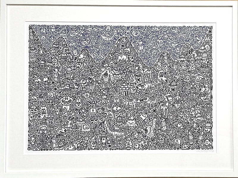 Mr.Doodle "Mountain Mania,2016" Giclee Edition autographed and framed 43/150 (1 of 3)
