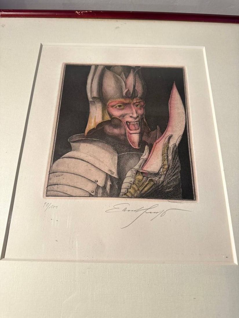 Ernst Fuchs Hand-Signed Limited Edition Etching (19/100) Knight Portrait - (1 of 5)
