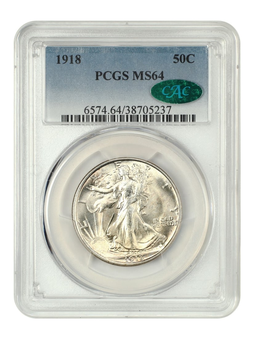 1918 50C PCGS/CAC MS64 - Walking Liberty Half Dollar (1 of 4)