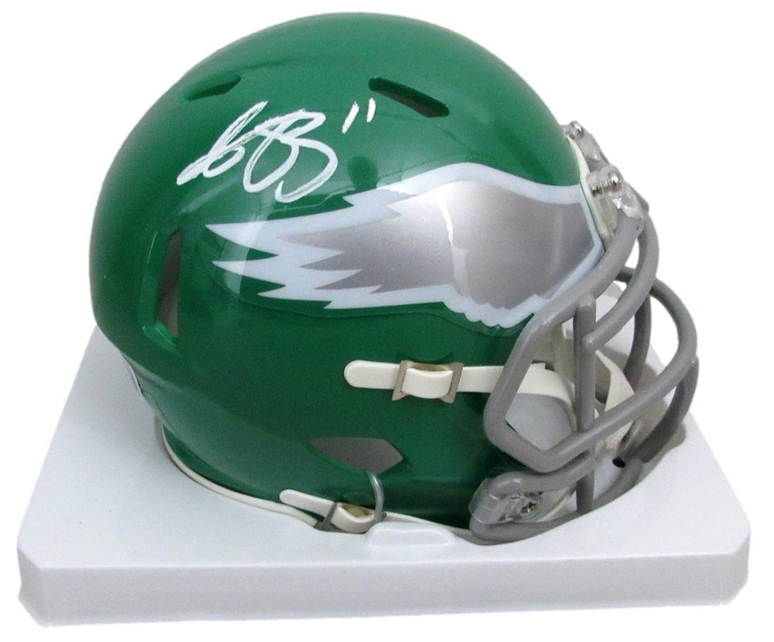 A.J. Brown Signed/Auto Mini Kelly Green Football Helmet Eagles Beckett 195532 (1 of 6)
