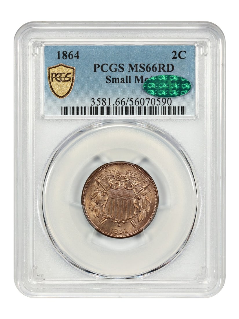 1864 2C PCGS/CAC MS66RD (Small Motto) - Two Cent - Key Date (1 of 4)