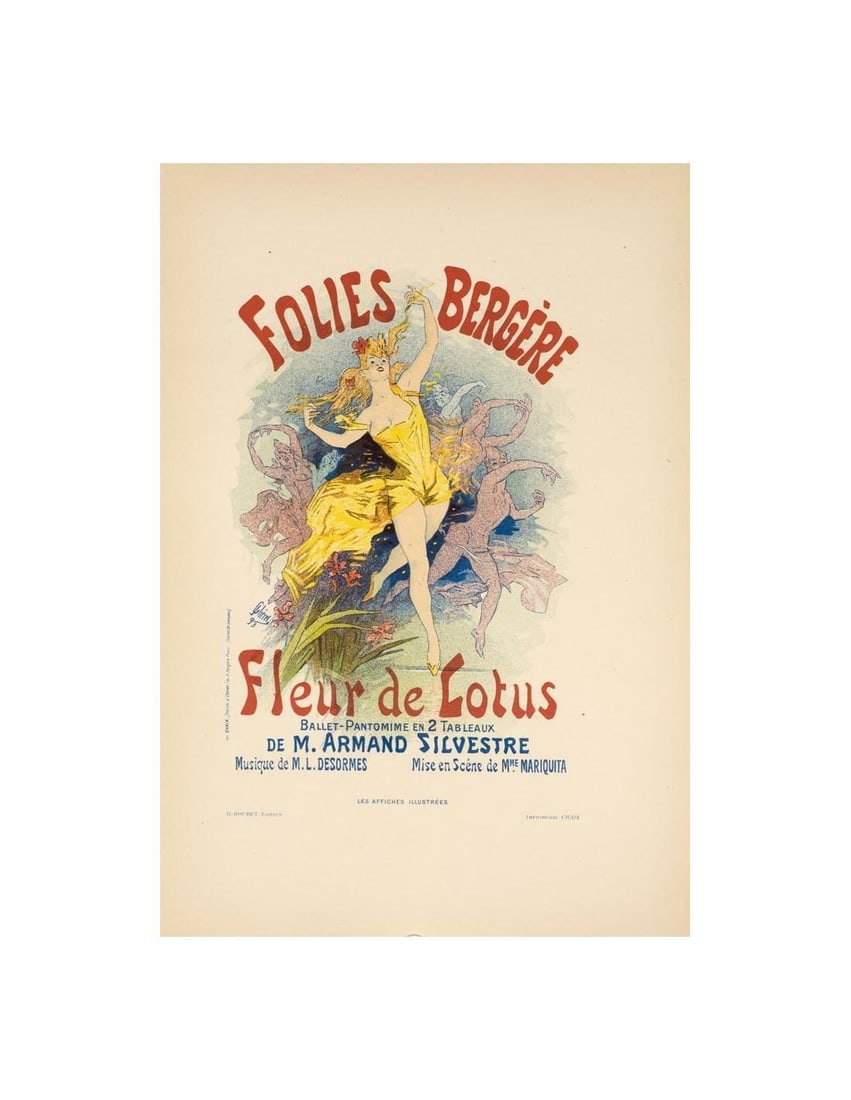 Original Vintage Poster Folies By Cheret For Affiches Illustrees 1896 (1 of 1)