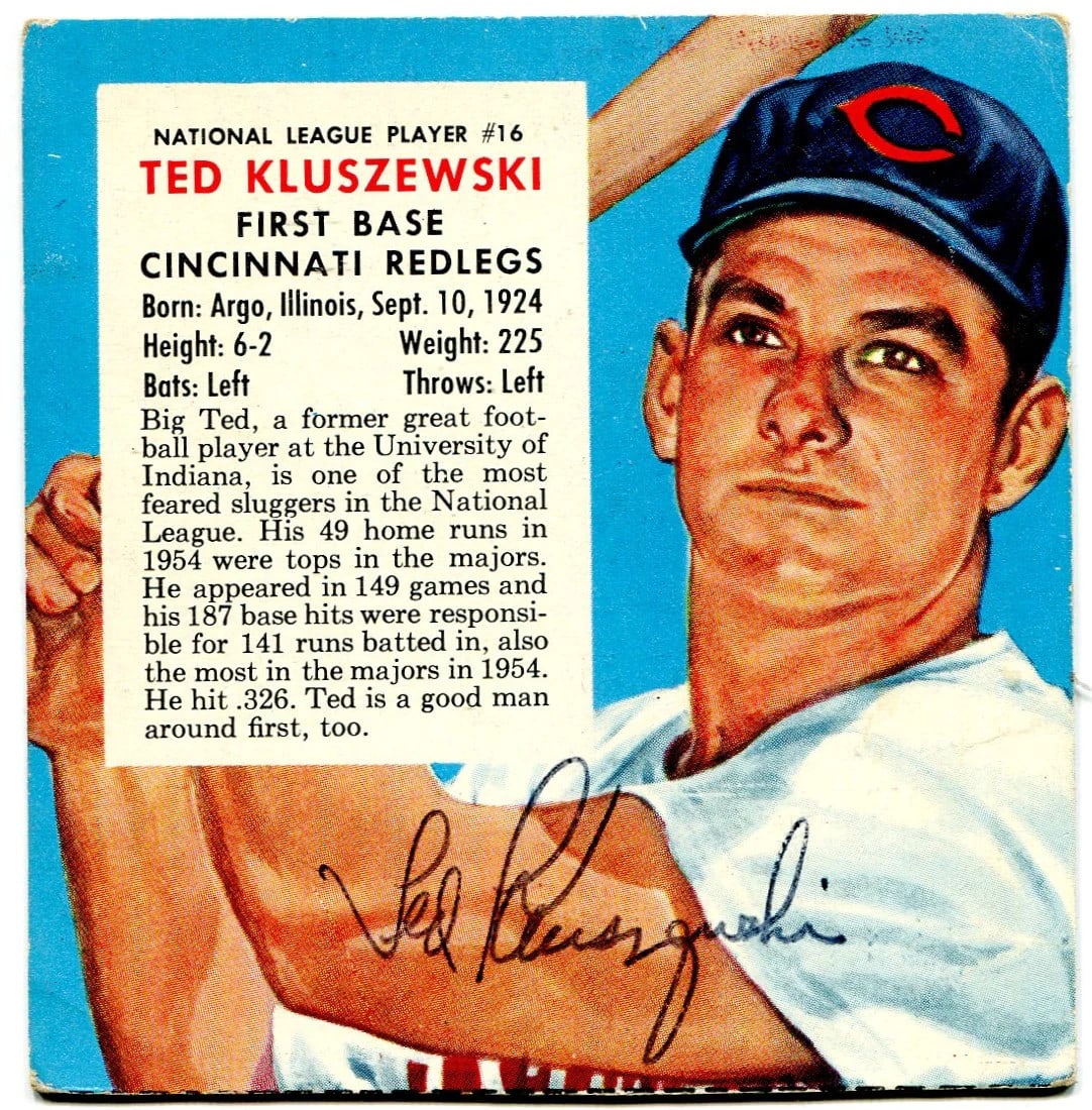 Ted Kluszewski Red Man Autographed Card (JSA) (1 of 3)