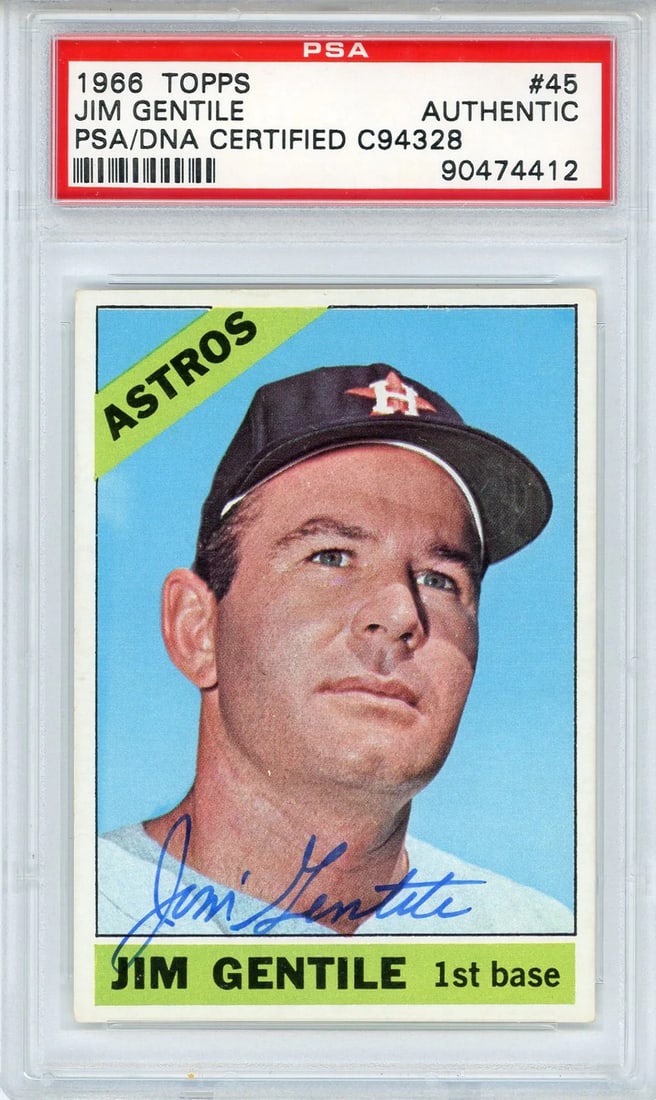 Jim Gentile Autographed 1966 Topps Card #45 (PSA) (1 of 2)