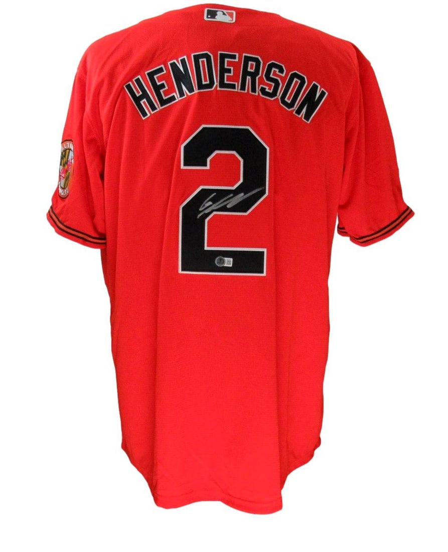 Gunnar Henderson Baltimore Orioles Signed Nike XL Orange Jersey Beckett 189816 (1 of 6)