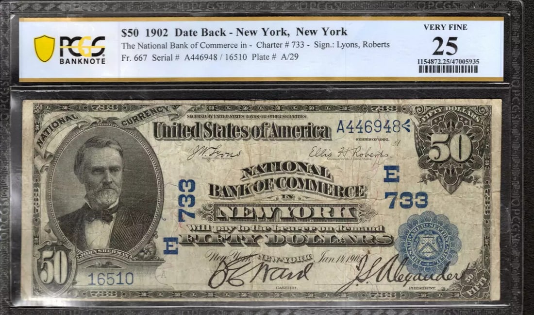 1902 $50 NATIONAL COMMERCE BANKNOTE CURRENCY FR.667 NEW YORK NY PCGS 25 VF (948) (1 of 2)