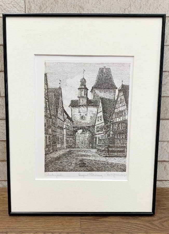 Ernst Geissendorfer Original Etching "Rothenburg ob der Tauber" Signed German (1 of 5)