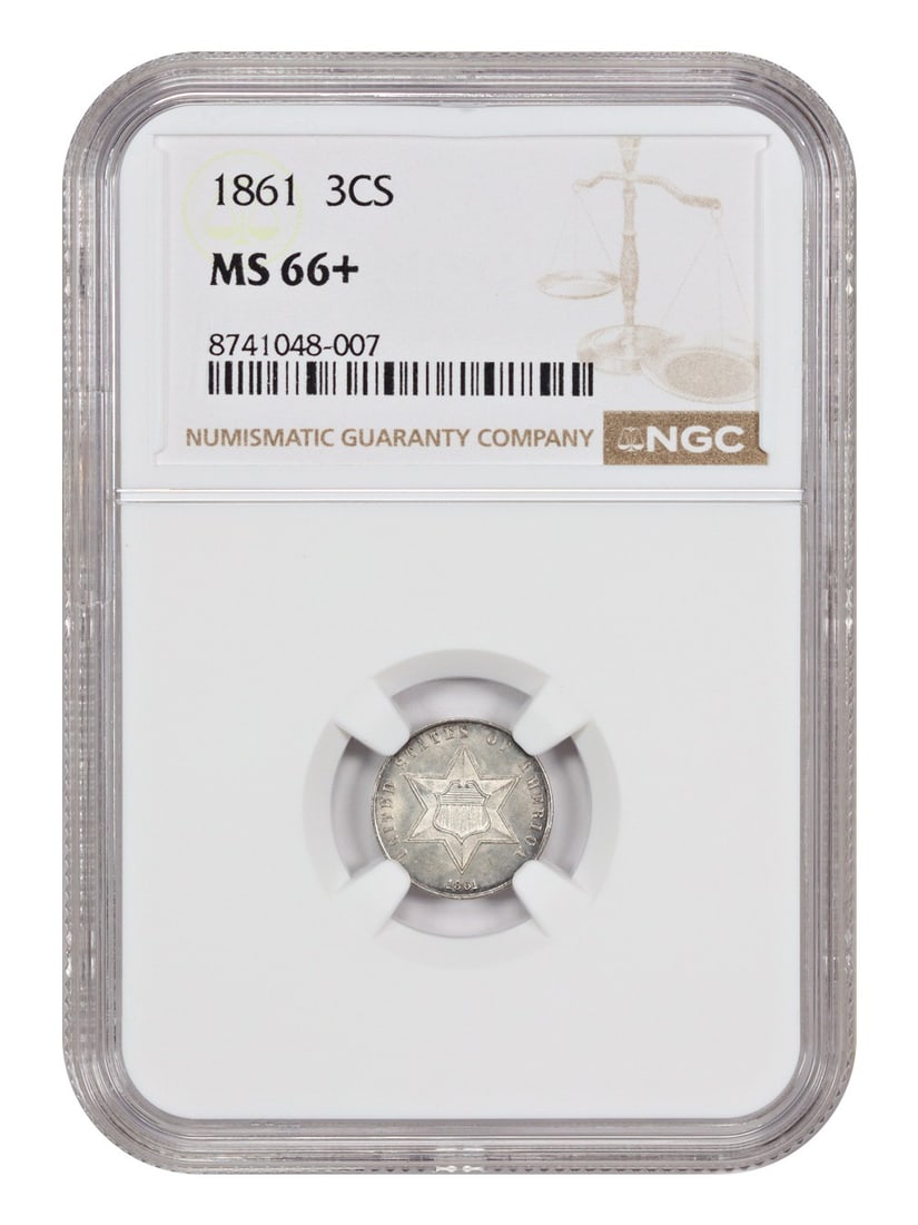 1861 3CS NGC MS66+ - Three Cent Silver - Civil War Date (1 of 4)