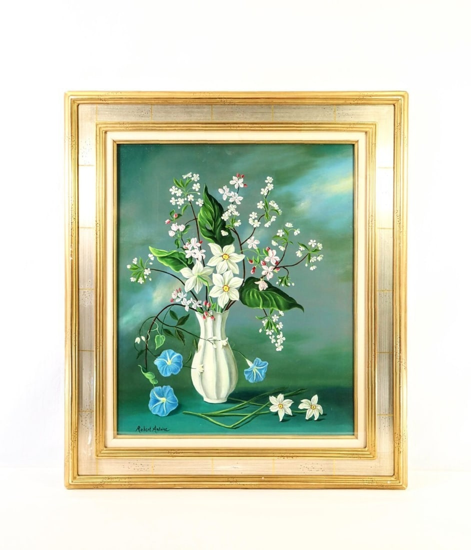 Robert Antoine Bouquet Printanier Original Oil Painting Still Life Flowers (1 of 10)