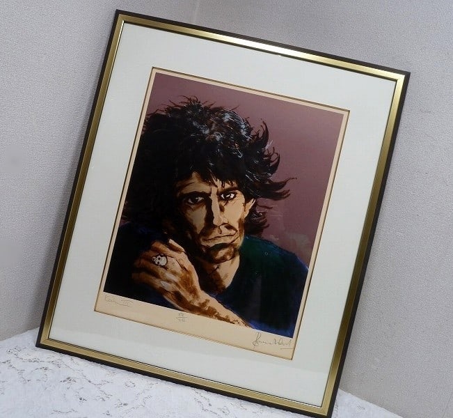 RONNIE WOOD "Keith ?" Lithograph Edition Framed with Autograph: RONNIE WOOD "Keith ?" Lithograph Edition Framed with Autograph This original lithograph by artist Ronnie Wood, titled 'Keith ?', is framed and made on paper, representing a medium-sized art piece prod