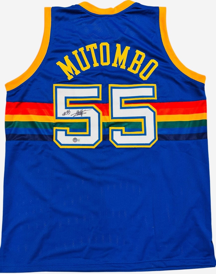 Dikembe Mutombo Autographed Nuggets Custom Jersey (Beckett) (1 of 3)