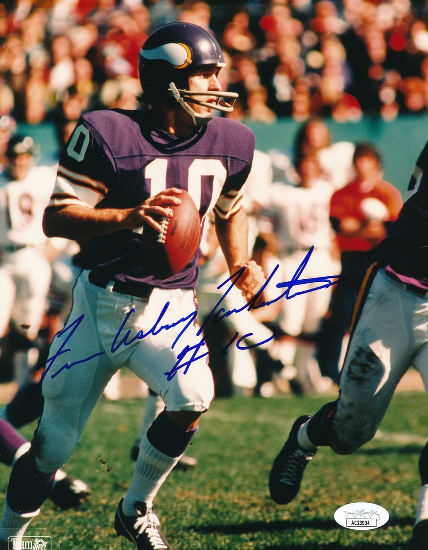 Fran Francis Asbury Tarkenton HOF Autographed 8x10 Photo FULL NAME Vikings JSA (1 of 3)