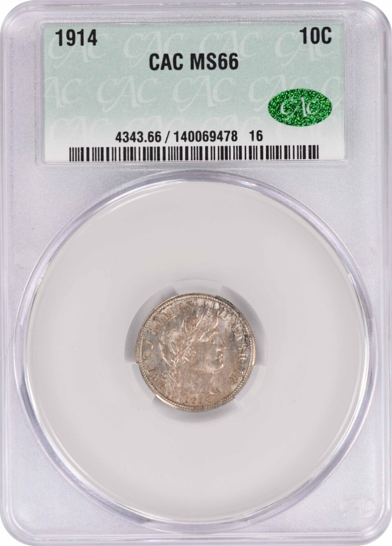 1914 Barber Silver Dime MS66 CACG (1 of 3)