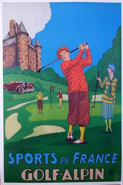 French Alps Golf Poster Bruce Skilbeck Hand Signed Limited Edition 2002 (1 of 4)
