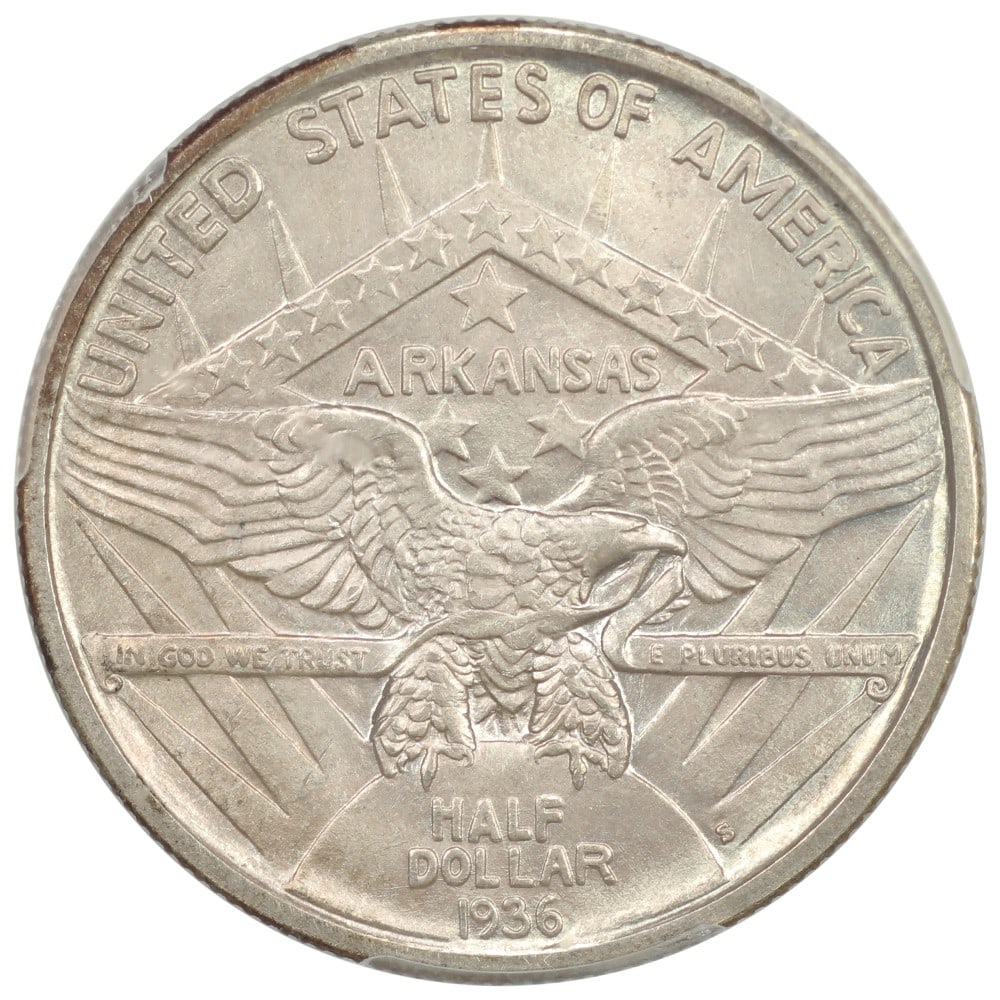 1936-S 50C Arkansas PCGS MS64 - Classic Silver Commemorative - Low Mintage Issue - 4