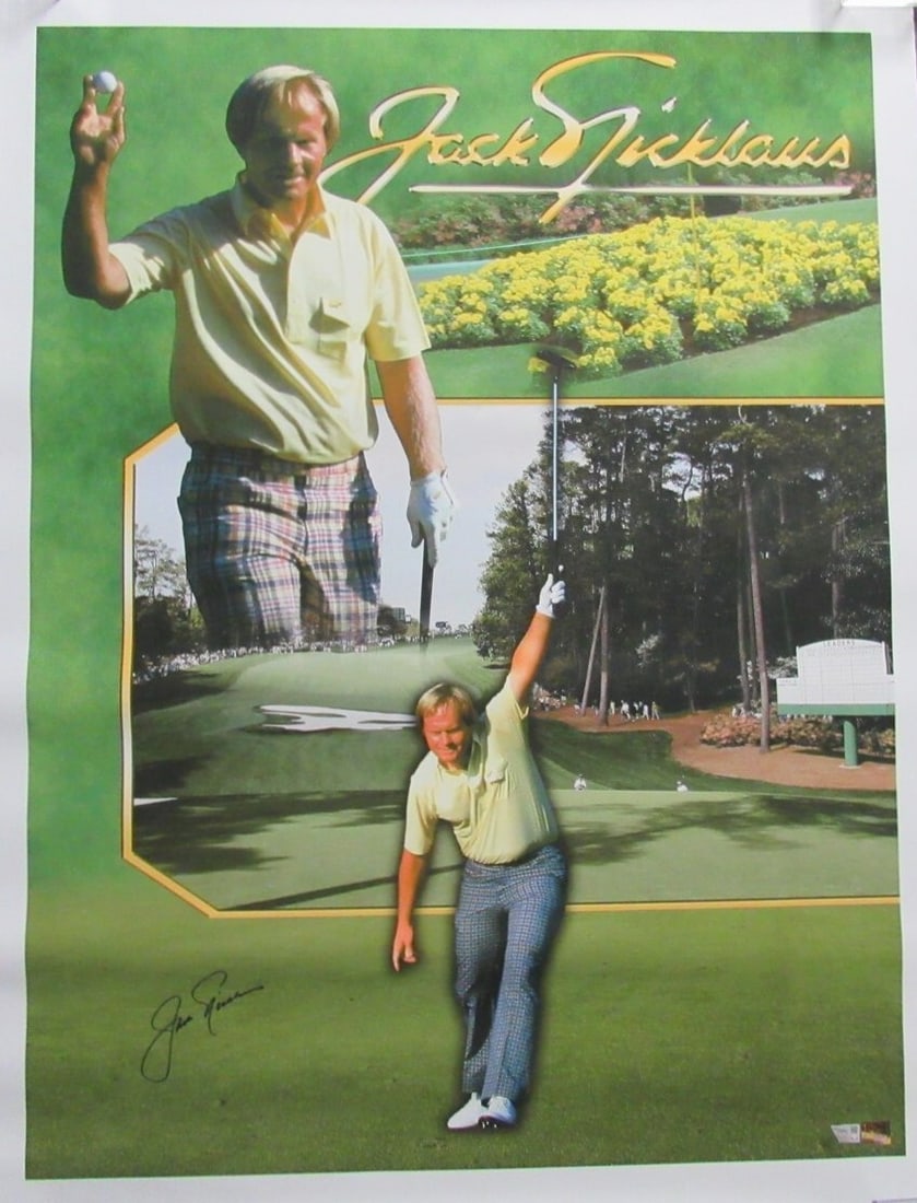 Jack Nicklaus Signed/Autographed 33x44 Poster Fanatics Authentic 193255: Jack Nicklaus Signed/Autographed 33x44 Poster Fanatics Authentic 193255 Original lithograph poster of Jack Nicklaus, signed and measuring 33x44, authenticated by Fanatics (Product ID: 193255). Item