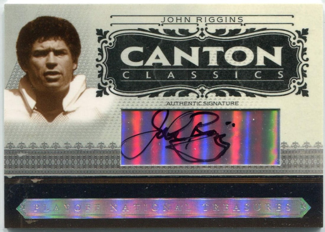 John Riggins 2006 Donruss Playoff Canton Classics Autographed Card #CC-JR 43/99: John Riggins 2006 Donruss Playoff Canton Classics Autographed Card #CC-JR 43/99 2006 Donruss Playoff Canton Classics autographed card of John Riggins, numbered #CC-JR 43/99. Item Specifics: John