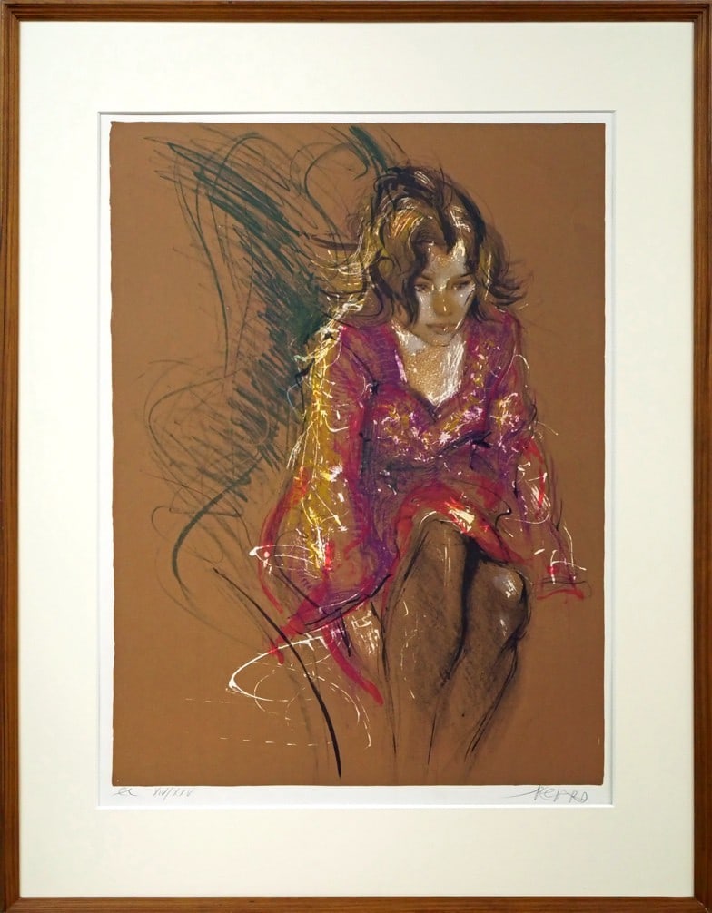 Jacques Pecnard Seated Woman Lithograph EA Signed French Modern Art: Jacques Pecnard Seated Woman Lithograph EA Signed French Modern Art Jacques Pecnard signed lithograph titled 'Seated Woman', a large original artwork framed, reflecting modernist style. Item