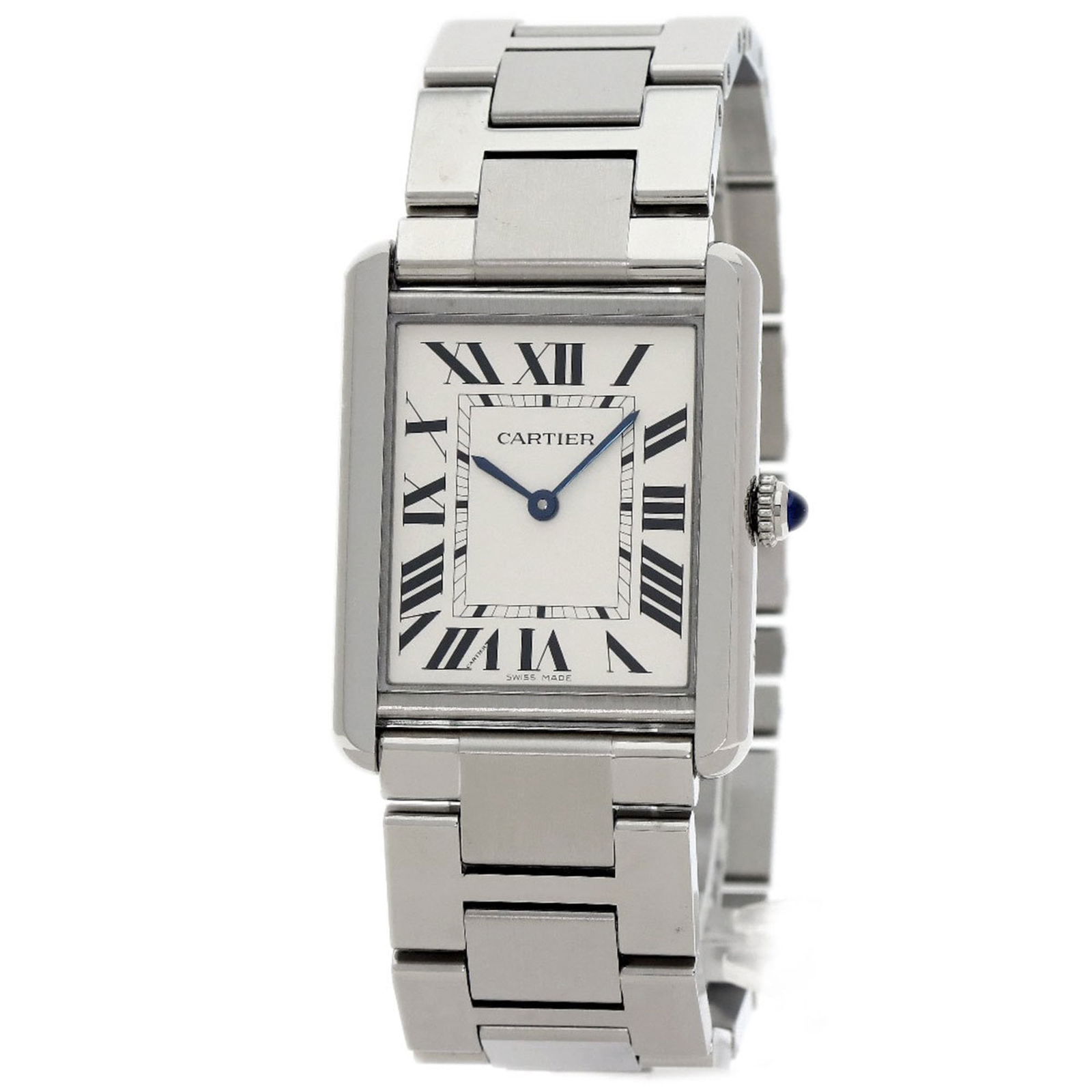 Cartier Tank Solo LM W5200014 Stainless Steel/SS: Cartier Tank Solo LM W5200014 Stainless Steel/SS This Cartier Tank Solo LM wristwatch, model number W5200014, features a stainless steel case and band, a silver dial, and measures 27.2mm; it is in