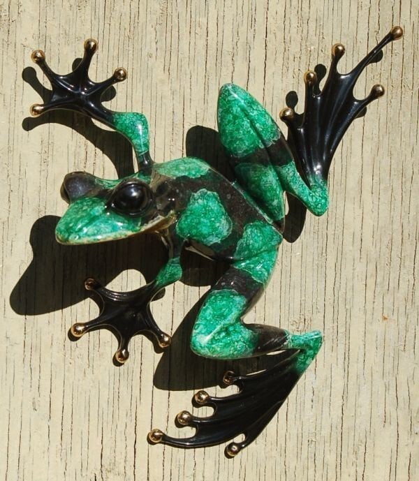 Tim Cotterill (Frogman) 8.8in Green Frog 1780/2000 Signed 1997 Bronze Painted (1 of 10)
