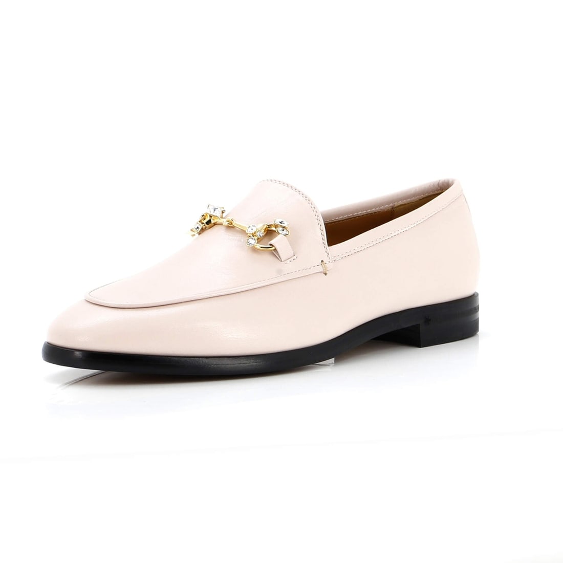 Gucci Women's Leather Jordaan Loafers with Crystals: Gucci Women's Leather Jordaan Loafers with Crystals Gucci Women's Jordaan Loafers in pink feature a leather and crystal upper and are size US(W) 6.5, with minor wear and scratches on the hardware. Ite