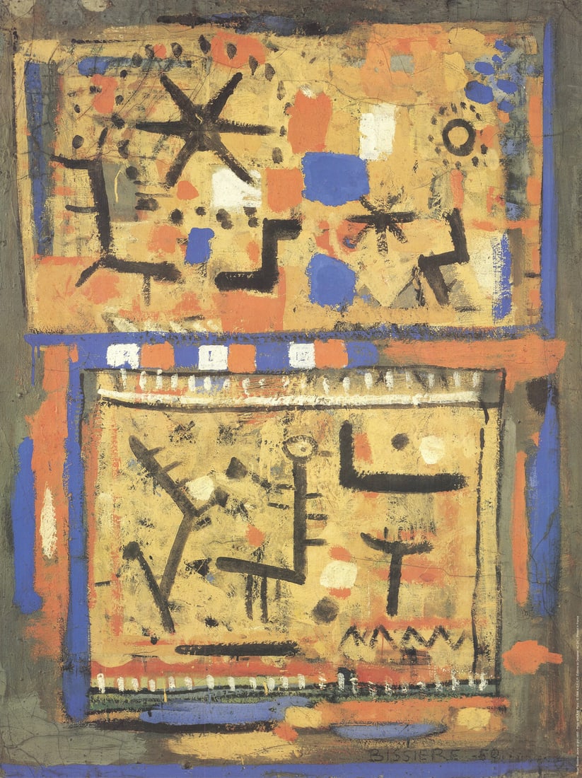 Jaune et Gris Poster 31.5" x 23.5" by ROGER BISSIERE 1998 Modernism (1 of 1)